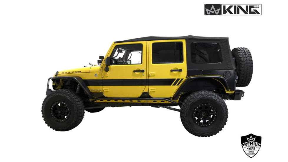 King 4WD Replacement Soft Top, Jeep Wrangler Unlimited JK 4 Door 2010 - 2018, w/ Tinted Windows, Black Diamond, 14010635