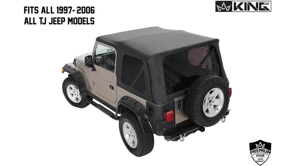 King 4WD Replacement Soft Top With Tinted Upper Doors, TJ, Black Diamond, 14010135T
