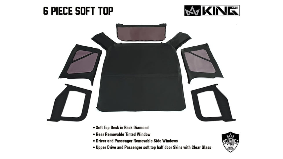 King 4WD Replacement Soft Top With Tinted Upper Doors, TJ, Black Diamond, 14010135T