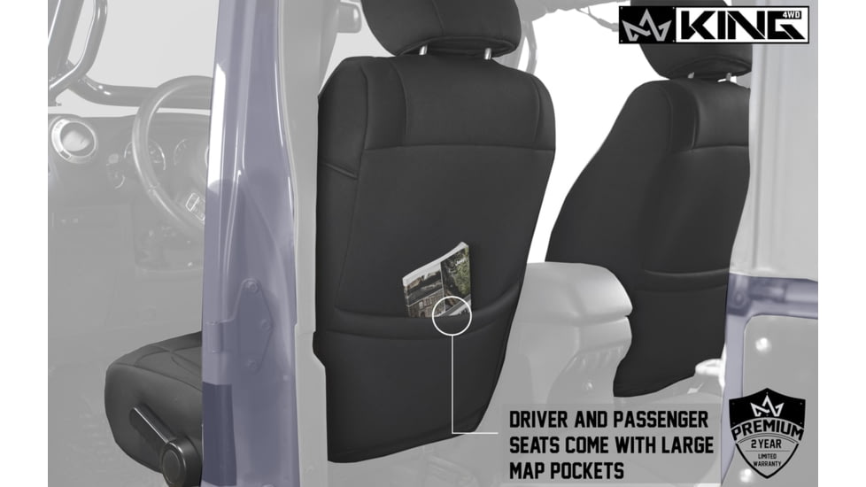 King 4WD Seat Covers, Jeep Wrangler Unlimited JK 4 Door 2007, Neoprene, Black/Black, 11010501