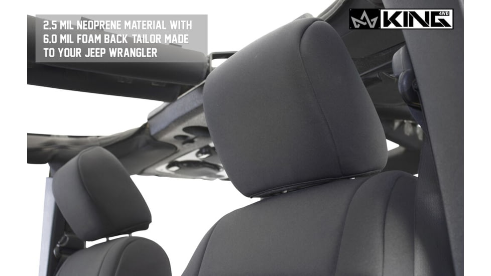 King 4WD Seat Covers, Jeep Wrangler Unlimited JK 4 Door 2007, Neoprene, Black/Black, 11010501