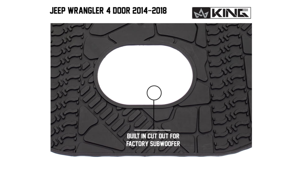 King 4WD TPE Form Fitting Cargo Liners, Jeep Wrangler Unlimited JK 4 Door 2015 - 2018, 1-Piece, Sub Woofer Cut, Black, 28020301