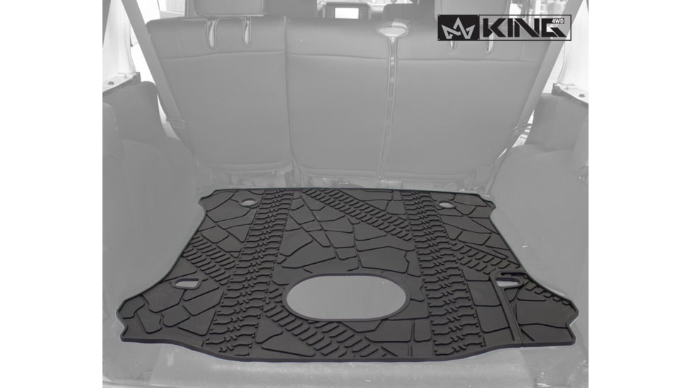 King 4WD TPE Form Fitting Cargo Liners, Jeep Wrangler Unlimited JK 4 Door 2015 - 2018, 1-Piece, Sub Woofer Cut, Black, 28020301