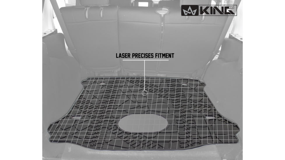 King 4WD TPE Form Fitting Cargo Liners, Jeep Wrangler Unlimited JK 4 Door 2015 - 2018, 1-Piece, Sub Woofer Cut, Black, 28020301