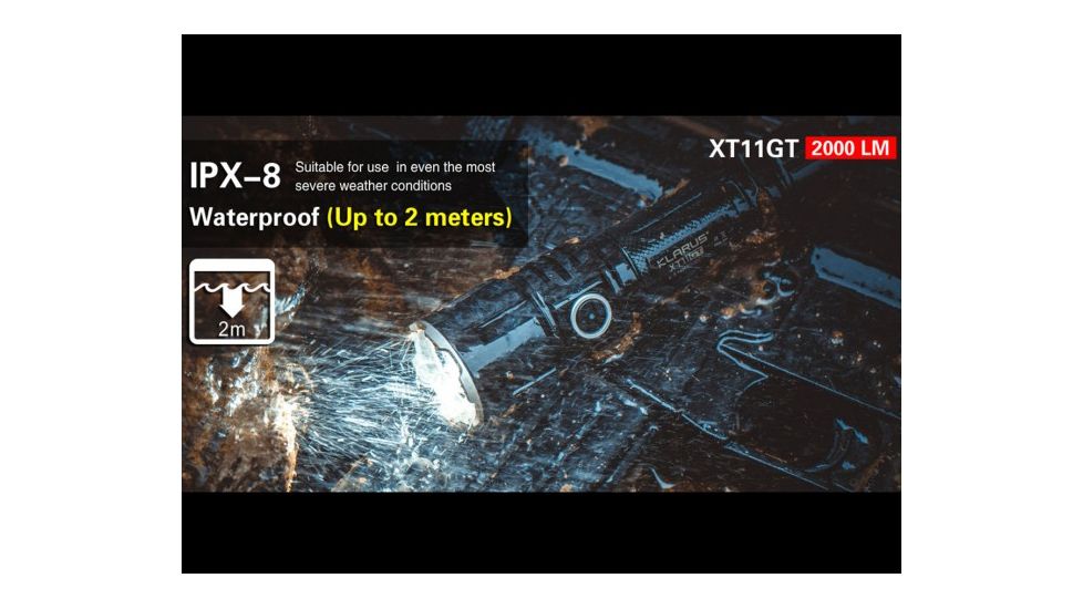 Klarus XT11GT Rechargeable Tactical Flashlight - 2000 Lumens, Black, KLARUS-XT11GT