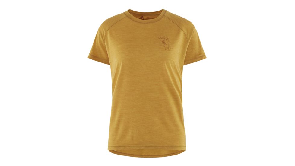 Klattermusen Eir Rain Short Sleeve Tee, Womens, Dark Honey, Small, 20623W82-400-S