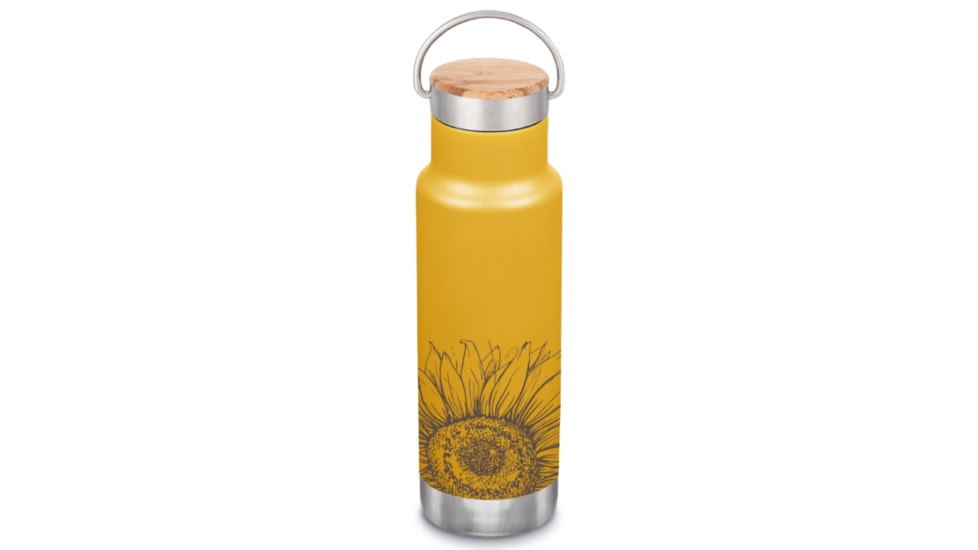 Klean Kanteen 12oz Insulated Classic Bottle w/ Bamboo Cap, Sunflower, 1010919