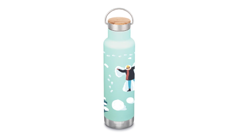 Klean Kanteen 20oz Insulated Classic Bottle w/ Bamboo Cap, Snow, 1010926