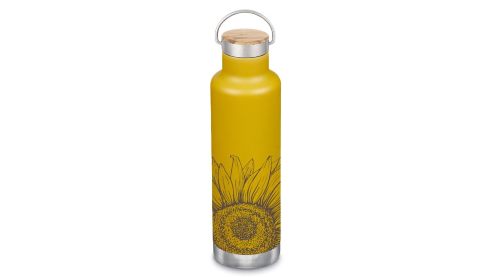 Klean Kanteen 25oz Insulated Classic Bottle w/ Bamboo Cap, Sunflower, 1010921