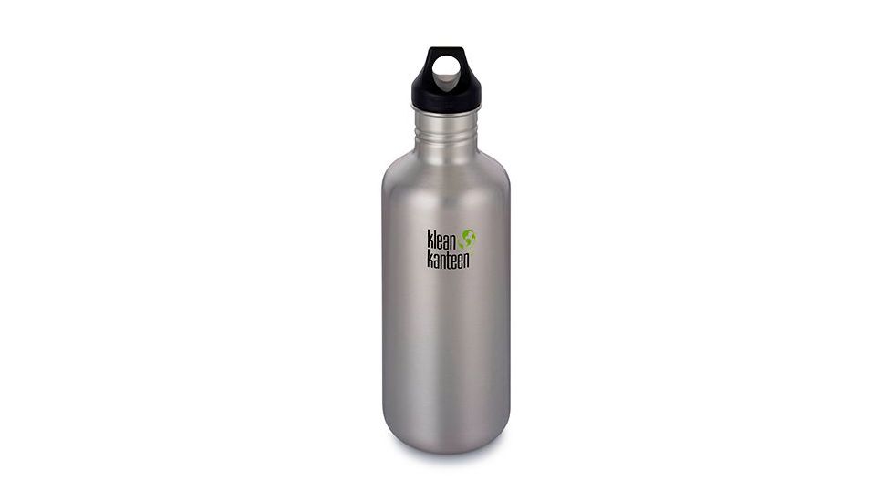 Klean Kanteen Classic w/ Loop Cap, 40oz, Stainless, Silver, 18/8 Stainless Steel, Polyprop, KK-43380