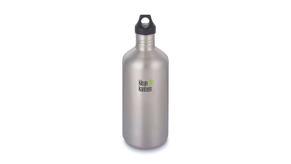 Klean Kanteen Classic w/ Loop Cap, 64oz, Brushed Stainless, Silver, 18/8 Stainless Steel, Polyprop, KK-43427