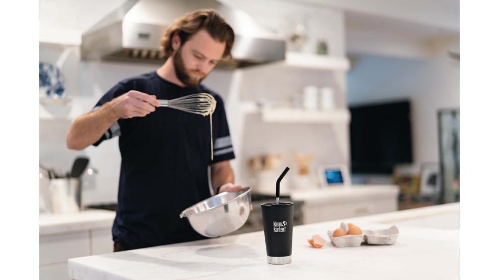 Klean Kanteen Insulated Tumbler w/Straw Lid And Straw, 16oz, Brushed Stainless, 1005725