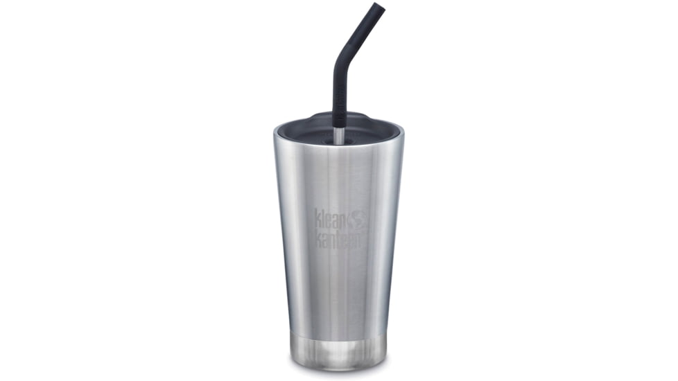 Klean Kanteen Insulated Tumbler w/Straw Lid And Straw, 16oz, Brushed Stainless, 16oz, 1005725
