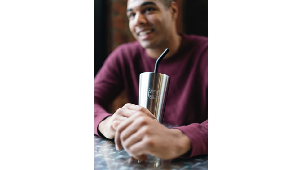 Klean Kanteen Insulated Tumbler w/Straw Lid And Straw, 16oz, Shale Black, 1005726