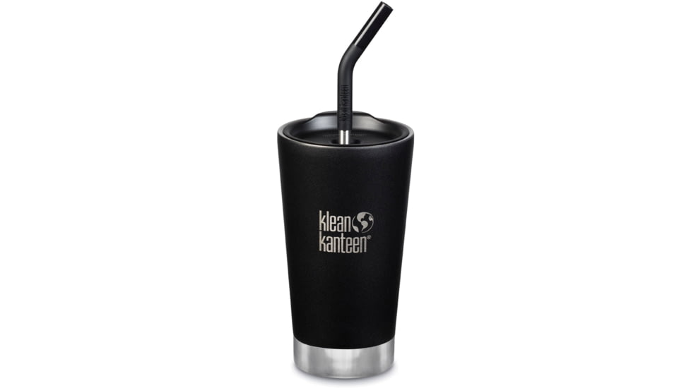 Klean Kanteen Insulated Tumbler w/Straw Lid And Straw, 16oz, Shale Black, 16oz, 1005726
