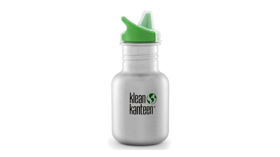 Klean Kanteen Kid Kanteen w/ Sippy Cap, 12oz, Stainless, Silver, 18/8 Stainless Steel, Polyprop, KK-43960