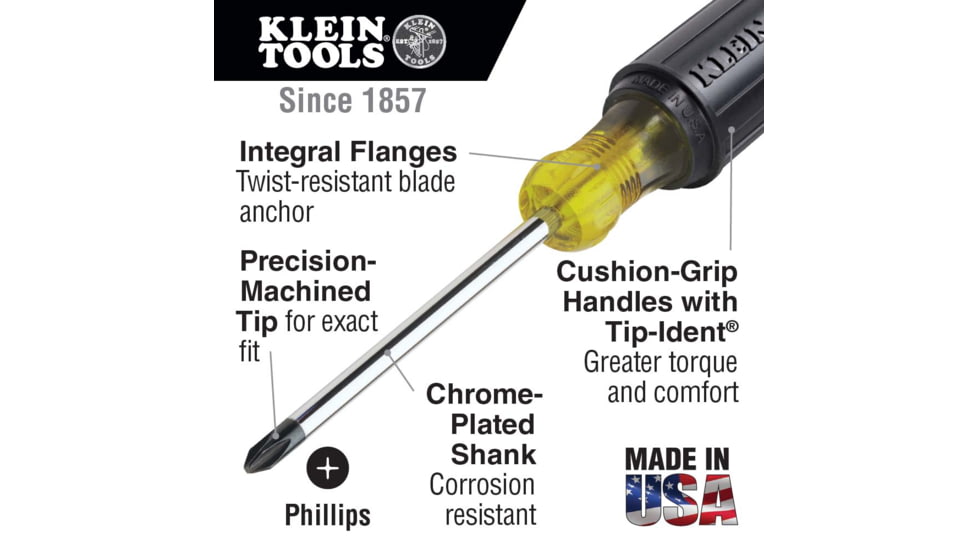 Klein Tools Phillips and Square Screwdriver Set, Slotted, 5Piece, Black/Yellow, 85445