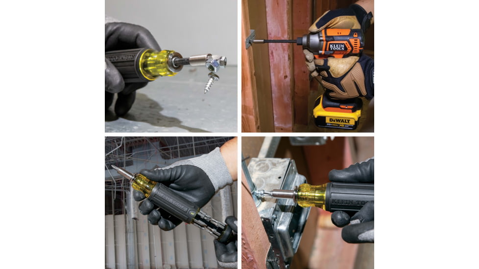 Klein Tools 14in1 Multi-Bit Adjustable Length Screwdriver, Black/Yellow, 32303