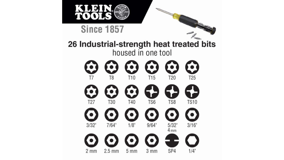 Klein Tools 27in1 Multi-Bit Tamperproof Screwdriver, Black/Yellow, 32307