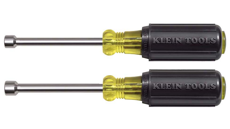 Klein Tools 2Piece Nut Driver Set, Magnetic Nut Drivers, 3In Shafts, Black/Yellow, 630M
