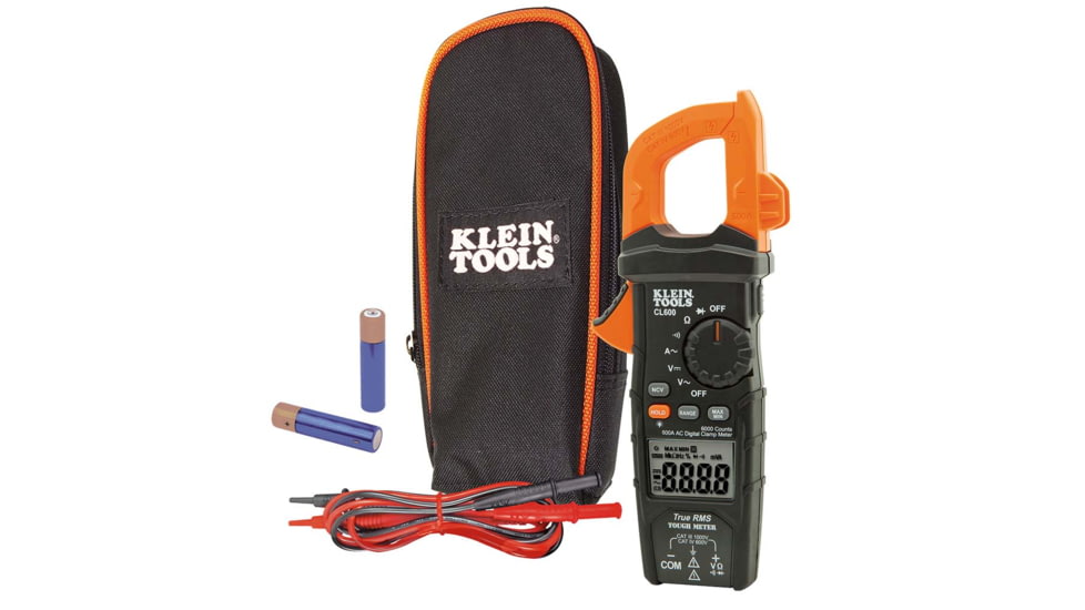 Klein Tools 600 Amps AC Auto-Ranging Digital Clamp Meter, True RMS, Orange/Black, CL600