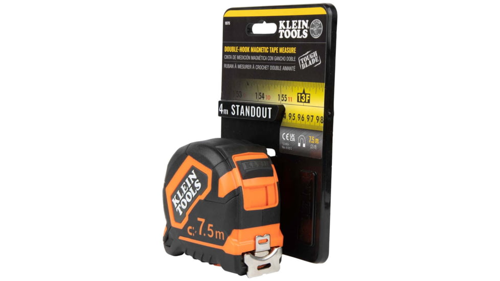Klein Tools 7.5 Meter Tape Measure, Magnetic Double-Hook, Orange/Black, 9375