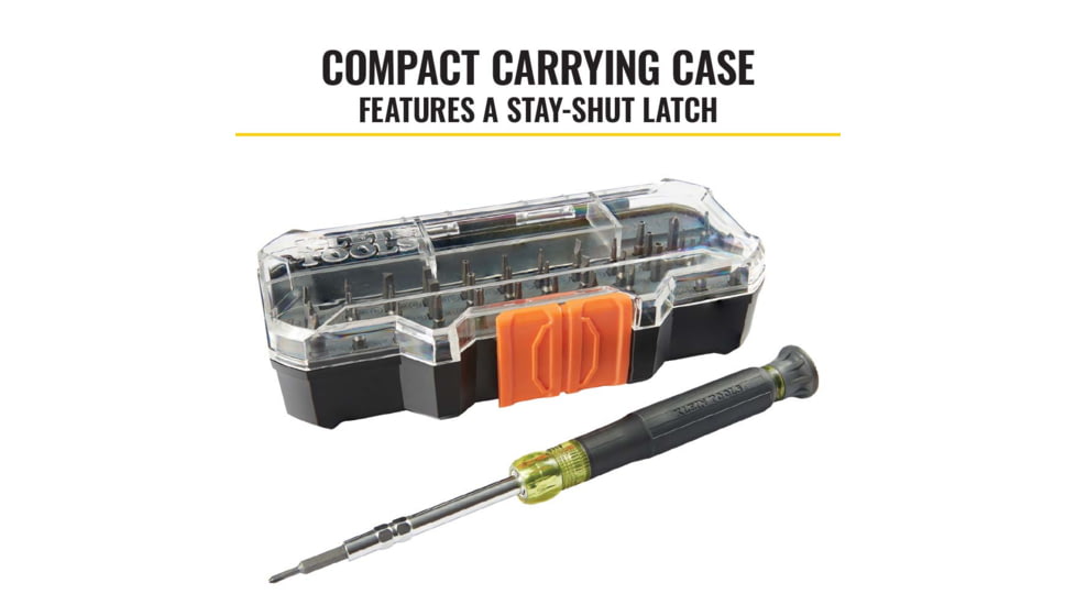 Klein Tools All in1 Precision Screwdriver Set with Case, Black/Yellow, 32717