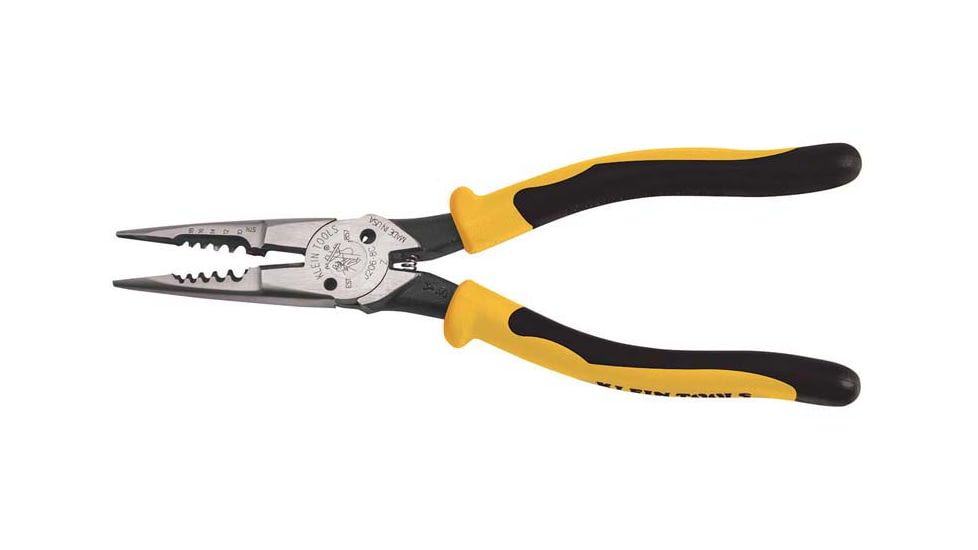 Klein Tools All-Purpose Needle Nose Pliers, Spring Loaded, Cuts, Strips, 8.5In, Yellow/Black, J206-8C