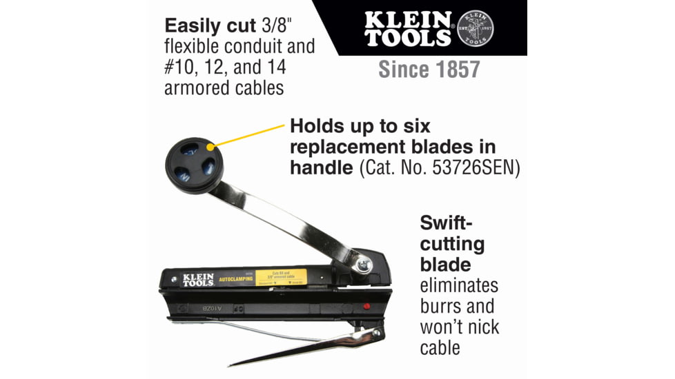 Klein Tools Armored and BX Cable Cutter, Black, 53725