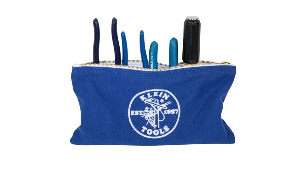 Klein Tools Canvas Tool Pouches Zipper Bags, 4-Pack, Olive, Orange, Blue, Yellow, 5140