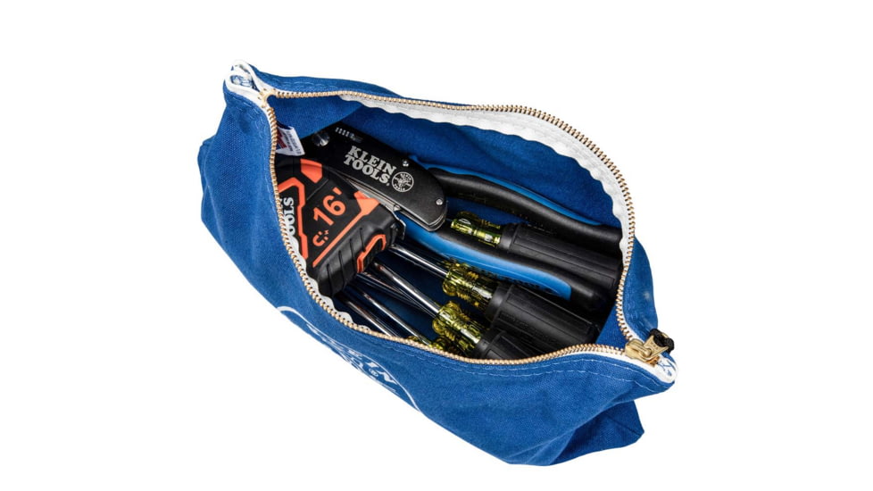 Klein Tools Canvas Tool Pouches Zipper Bags, 4-Pack, Olive, Orange, Blue, Yellow, 5140