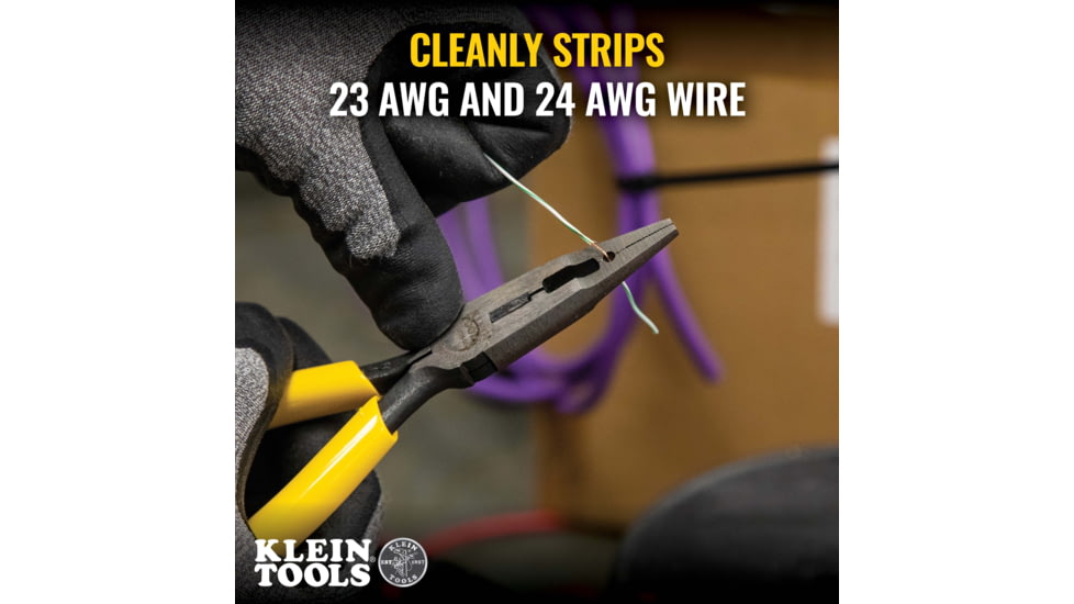 Klein Tools Connector Crimping Needle Nose Pliers, 7In, Yellow, VDV026-049