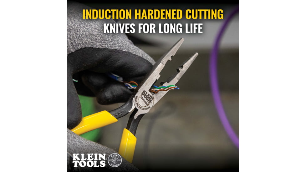 Klein Tools Connector Crimping Needle Nose Pliers, 7In, Yellow, VDV026-049