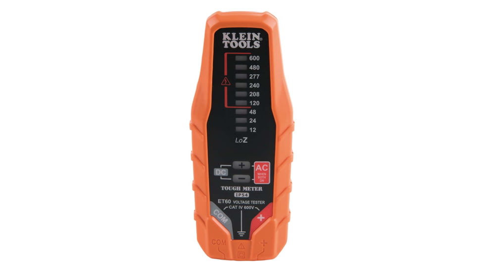 Klein Tools Electronic AC/ DC Voltage Tester, 12 - 600V, Orange/Black, ET60