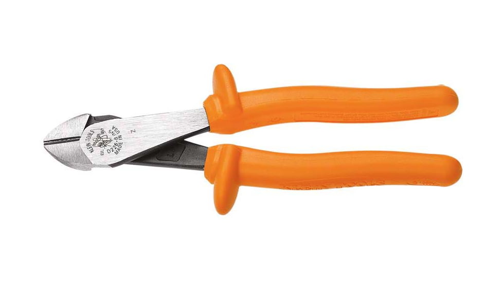 Klein Tools Insulated Diagonal Cutting Pliers, Heavy Duty, Angled Head, 8In, Orange, D2000-48-INS