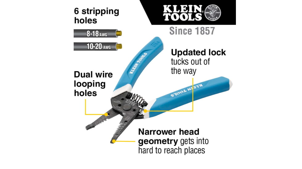 Klein Tools Klein-Kurve Wire Stripper/Cutter, 8-20 AWG, Blue/White, K11095