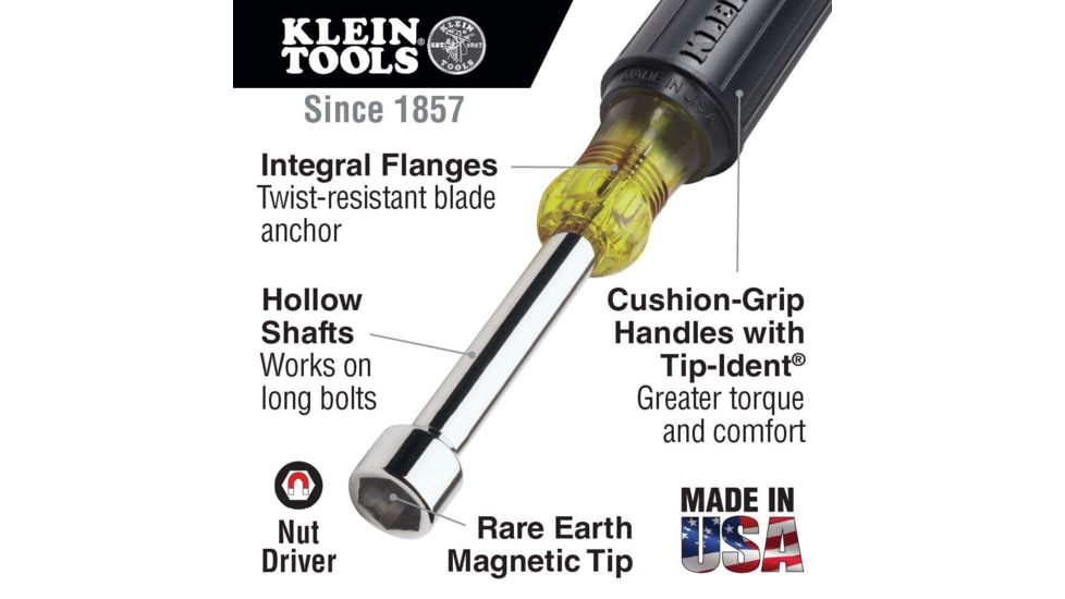 Klein Tools Magnetic Nut Driver Set, 3In Shaft, 7Piece, Black/Yellow, 631M