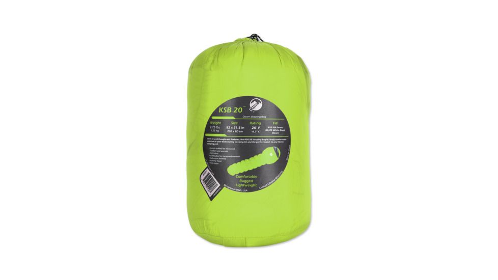 Klymit CampSaver KSB 20 Down Sleeping Bag, Green, 13KBGRCSC