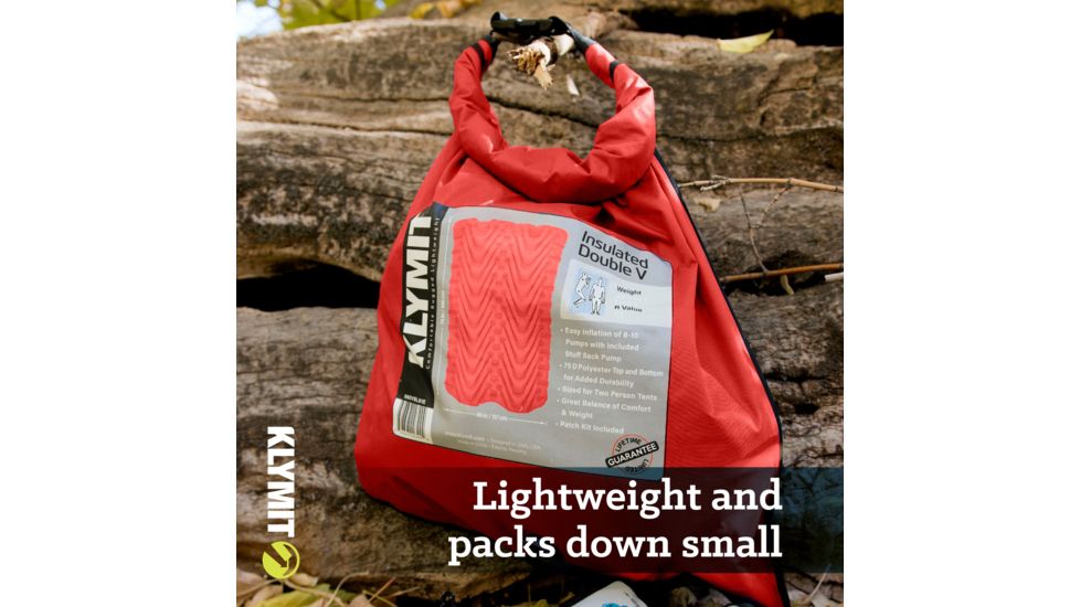 Klymit Insulated Double V Sleeping Pad, Orange, 06IDOR02E