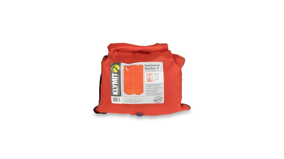 Klymit Insulated Double V Sleeping Pad, Orange/Char Black, Double, 06IDOR01E