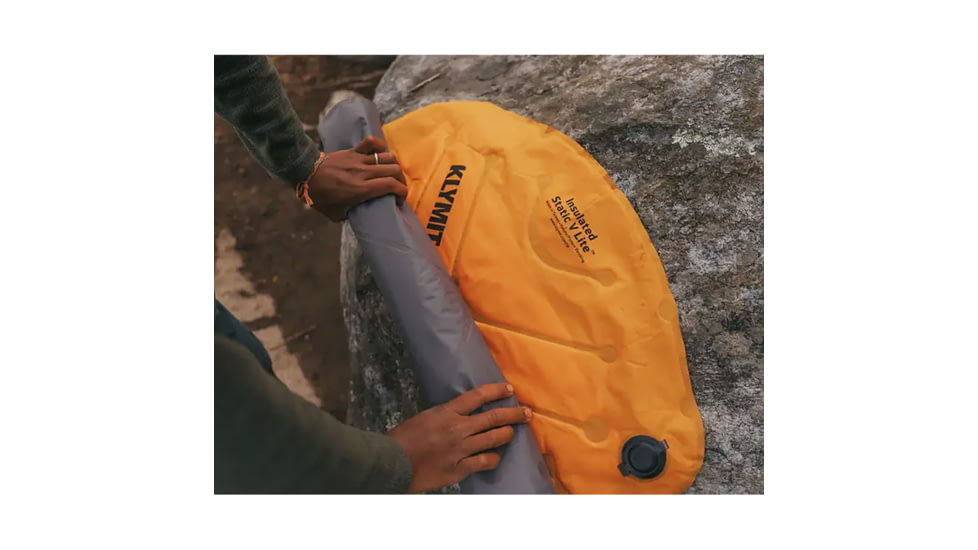 Klymit Insulated Static V Lite Sleeping Pad, Mango Orange, Regular, 1409835
