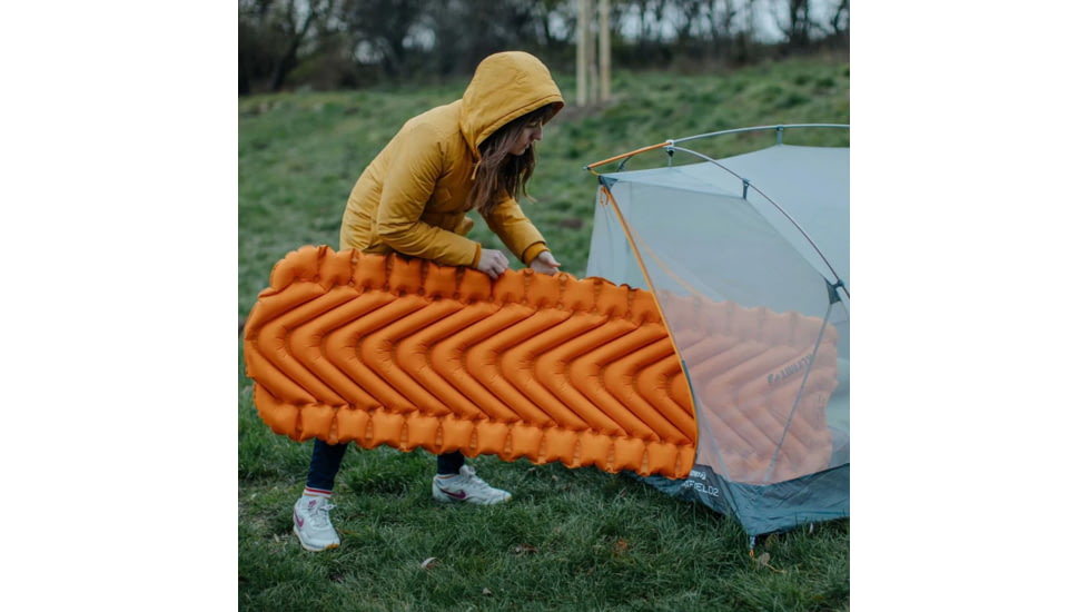 Klymit Insulated Static V Lite Sleeping Pad, Mango Orange, Regular, 1409835