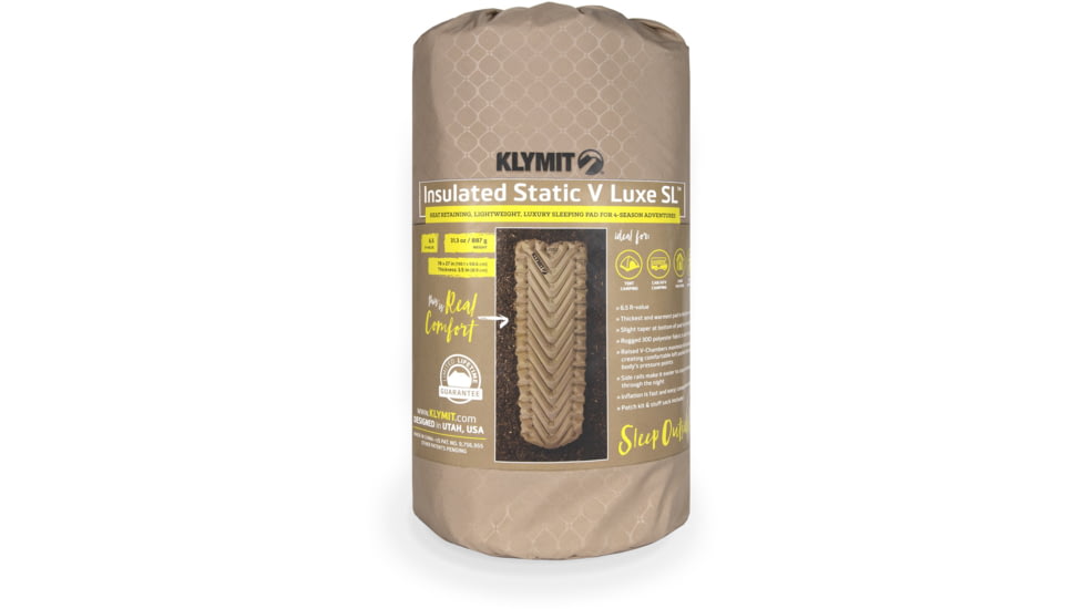 Klymit Insulated Static V Luxe SL Sleeping Pad, Recon, Extra Large, 06ISCY02D
