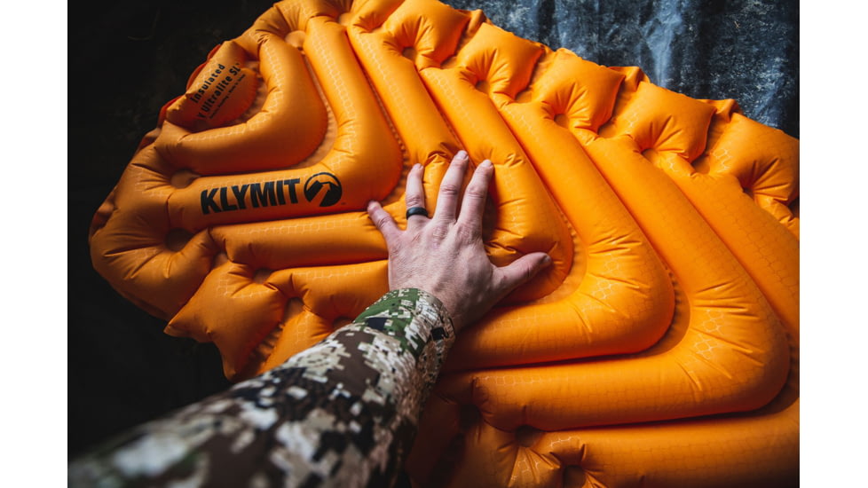 Klymit Insulated Static V Ultralite Sleeping Pad, Orange, Regular, 06IUOR02C