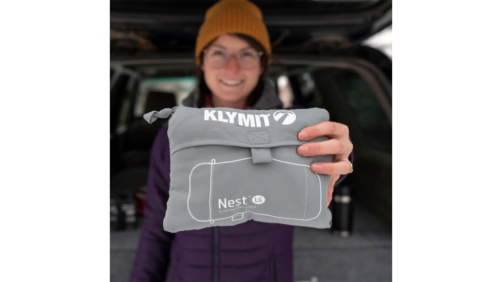 Klymit Nest Sleeping Bag Liner, Grey, Large, 13NEGY01C