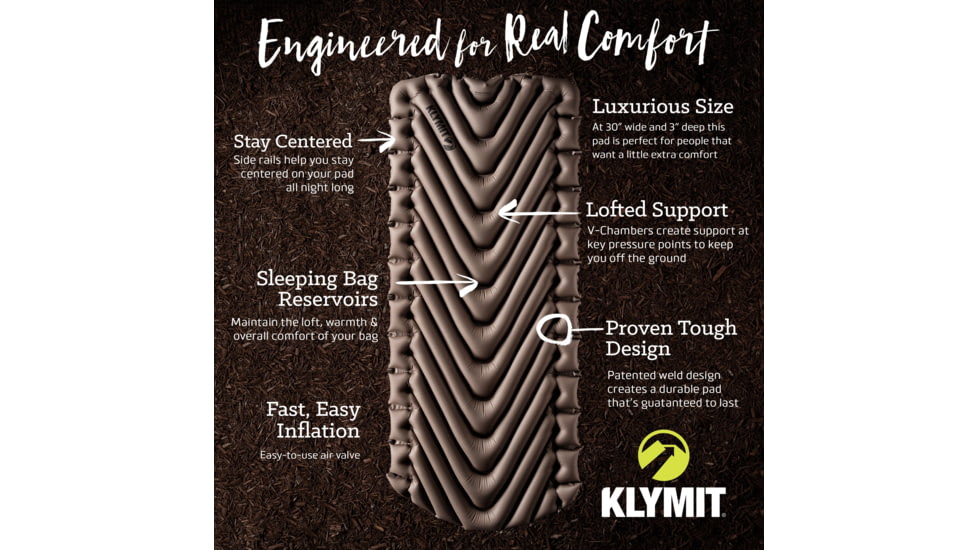 Klymit Static V Luxe Sleeping Pad, Stone, Extra Large, 06VLST02D