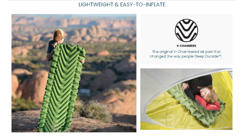 Klymit Static V Sleeping Pad, Green, Regular, 06SVGR02C