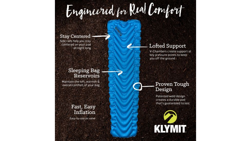Klymit V Ultralite SL Sleeping Pad, Blue, Regular, 06SUBL02C