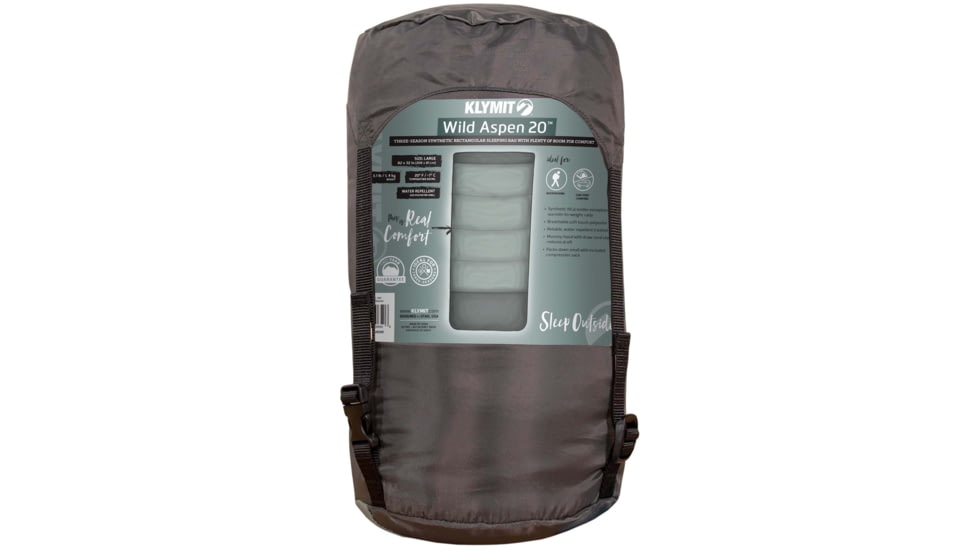 Klymit Wild Aspen 20 Sleeping Bag, Rectangle, Green, Regular, 13WRGR20D