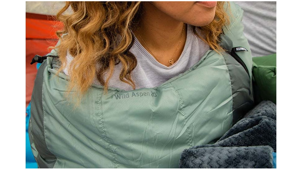 Klymit Wild Aspen Sleeping Bag, 20 Degrees, Green, Large, 13WAGR20D